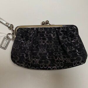 Coach Logo Fabric Kiss lock Wristlet